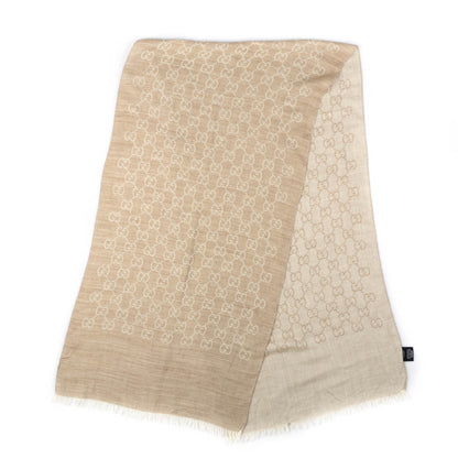 Gucci Wool Silk GG Monogram GGNat Plus Scarf Sand 3 of 5