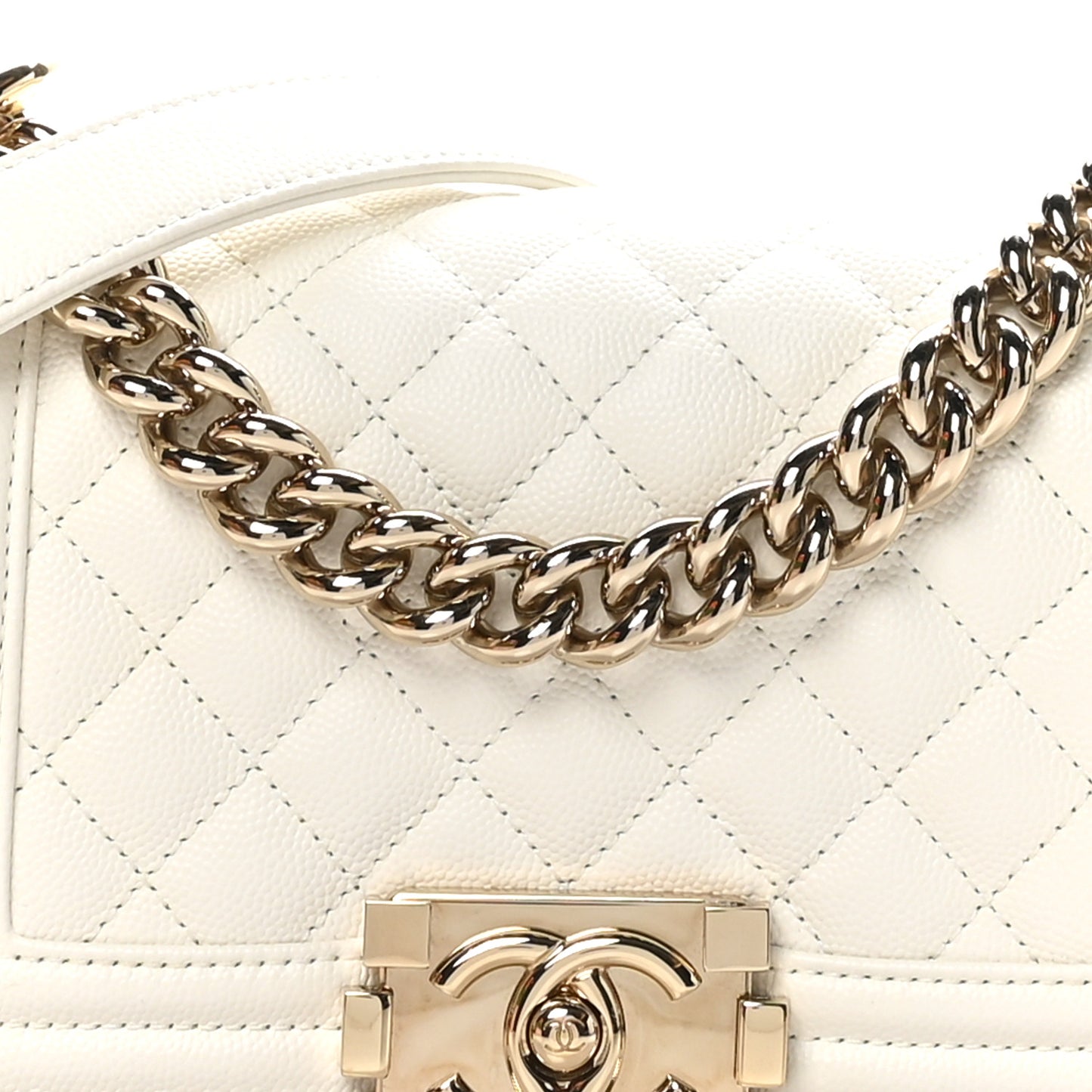 Caviar Quilted Small Boy Flap White
