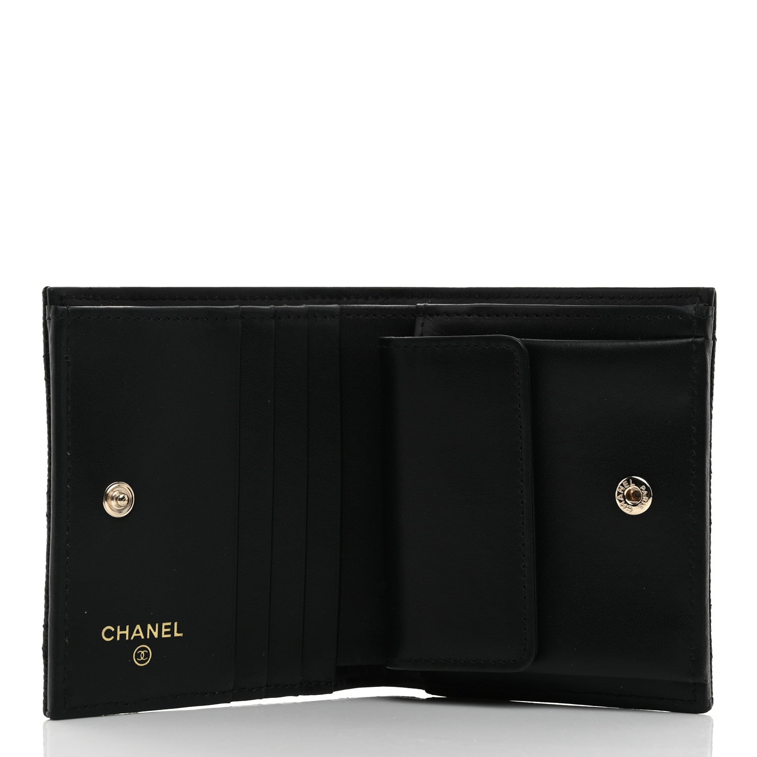 Chanel Caviar Quilted Multi Chain CC Compact Bifold Wallet Black 5 of 9