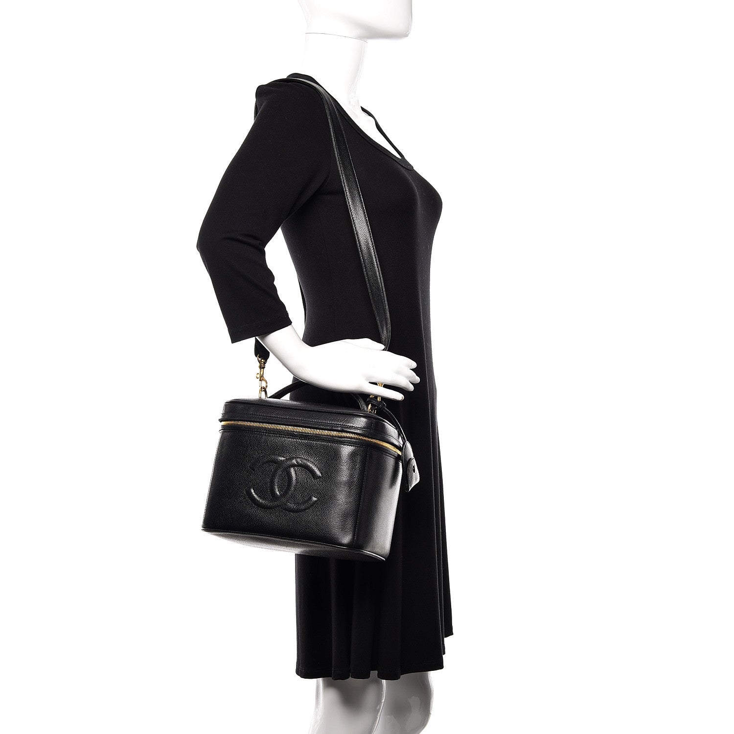Chanel Caviar CC Vanity Train Case Black 2 of 10