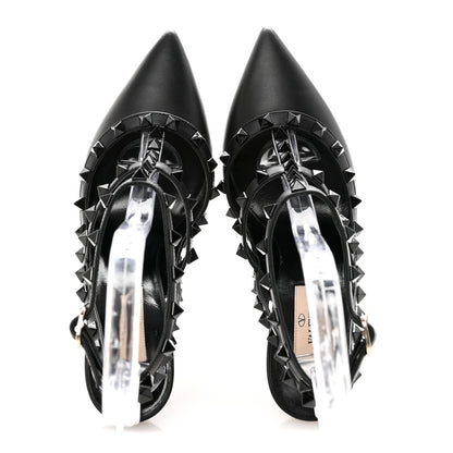 Valentino Garavani Calfskin Nappa Monochrome Rockstud Ankle Strap 100mm Pumps 36.5 Black 2 of 10