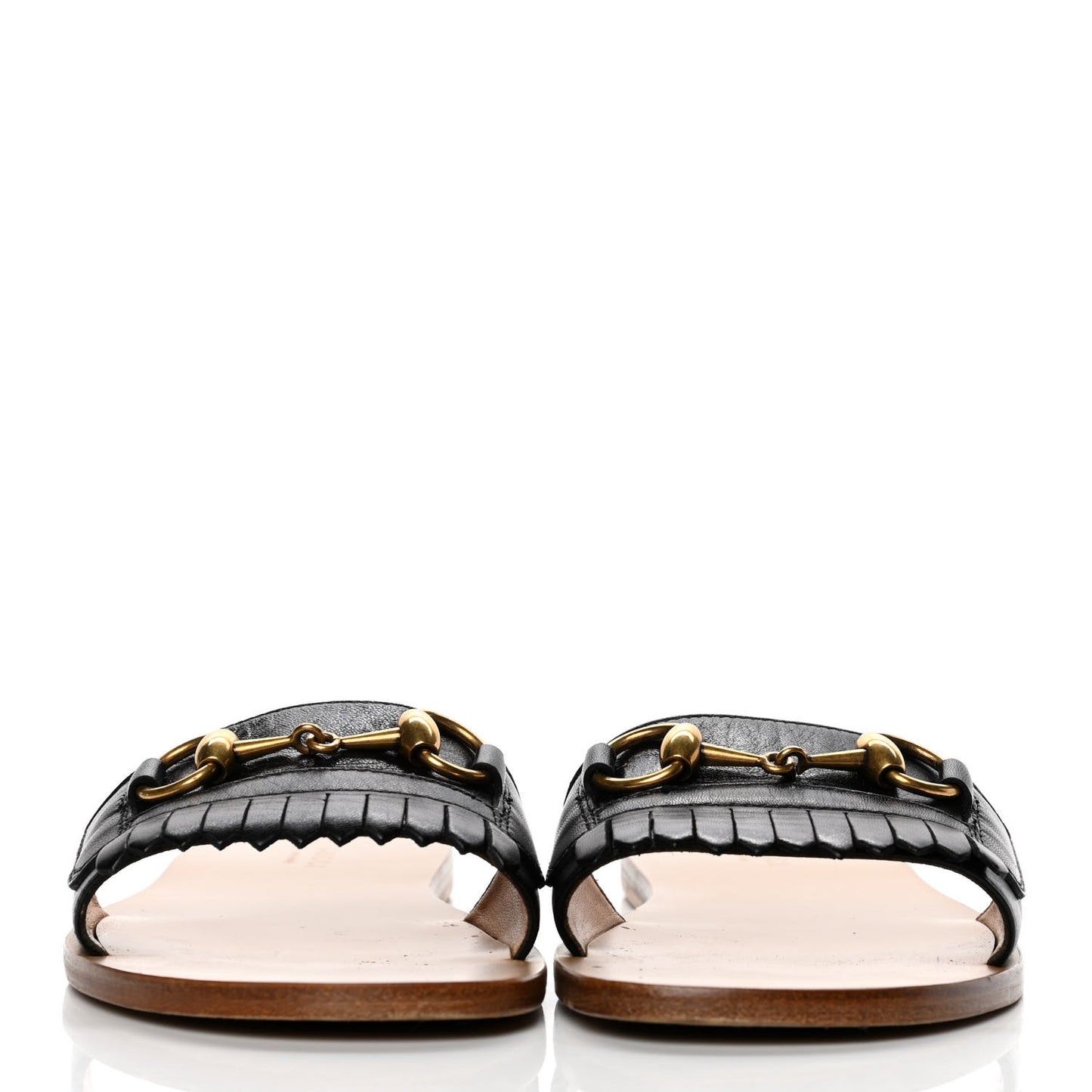 Malaga Kid Fringe Horsebit Slide Sandals 38 Black