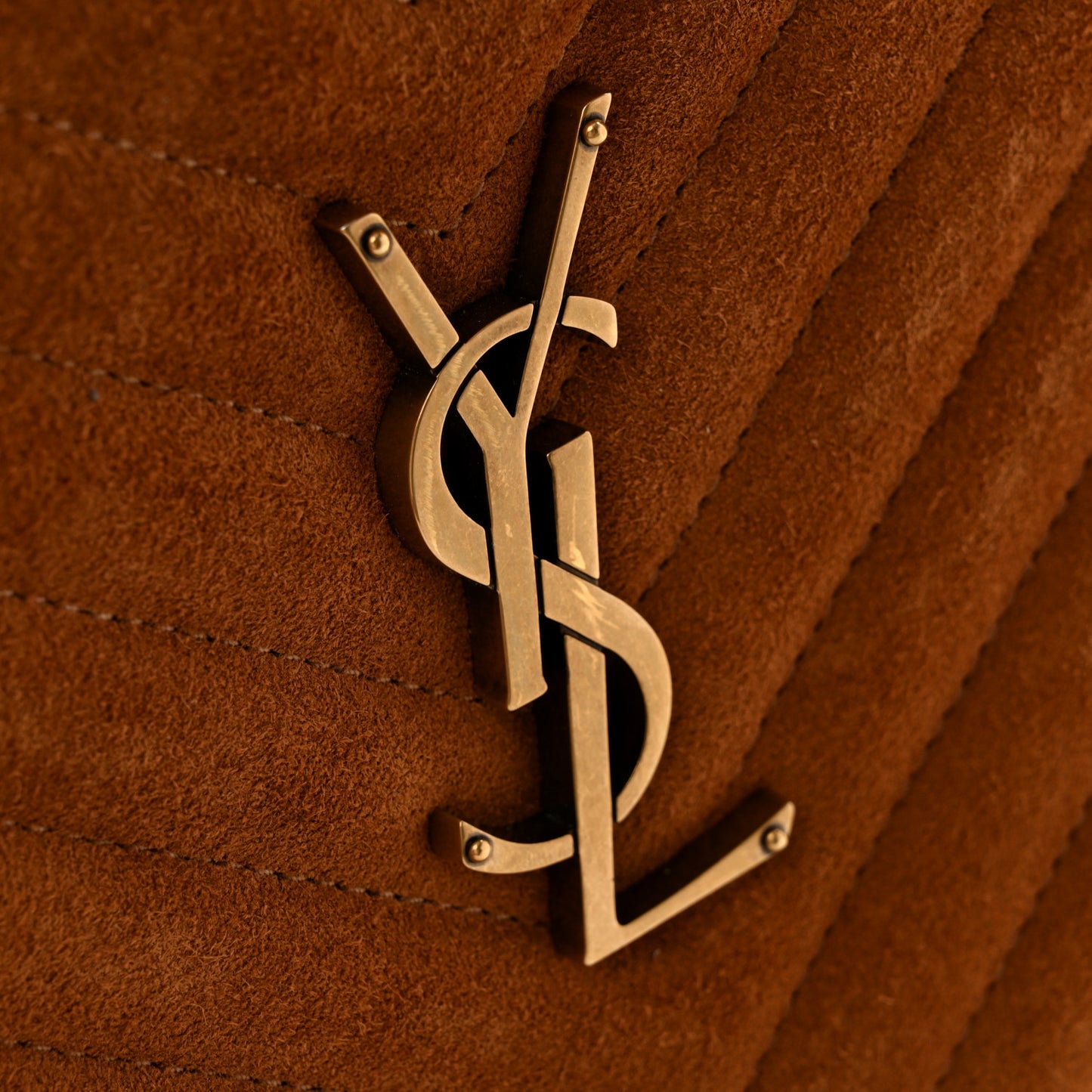 Suede Matelasse Monogram Lou Camera Bag Cinnamon