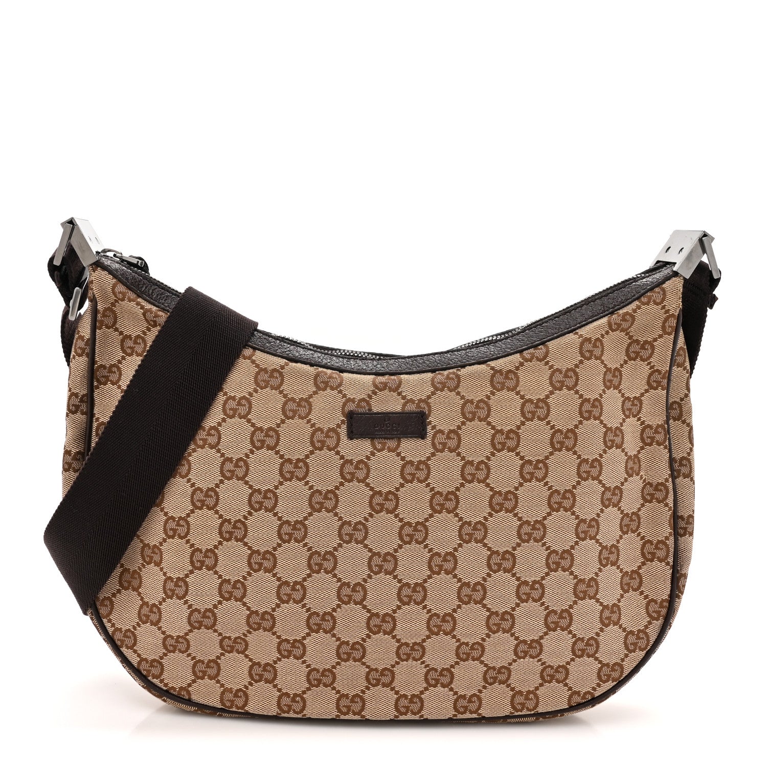 Gucci Monogram Medium Half Moon Hobo Dark Brown 1 of 10