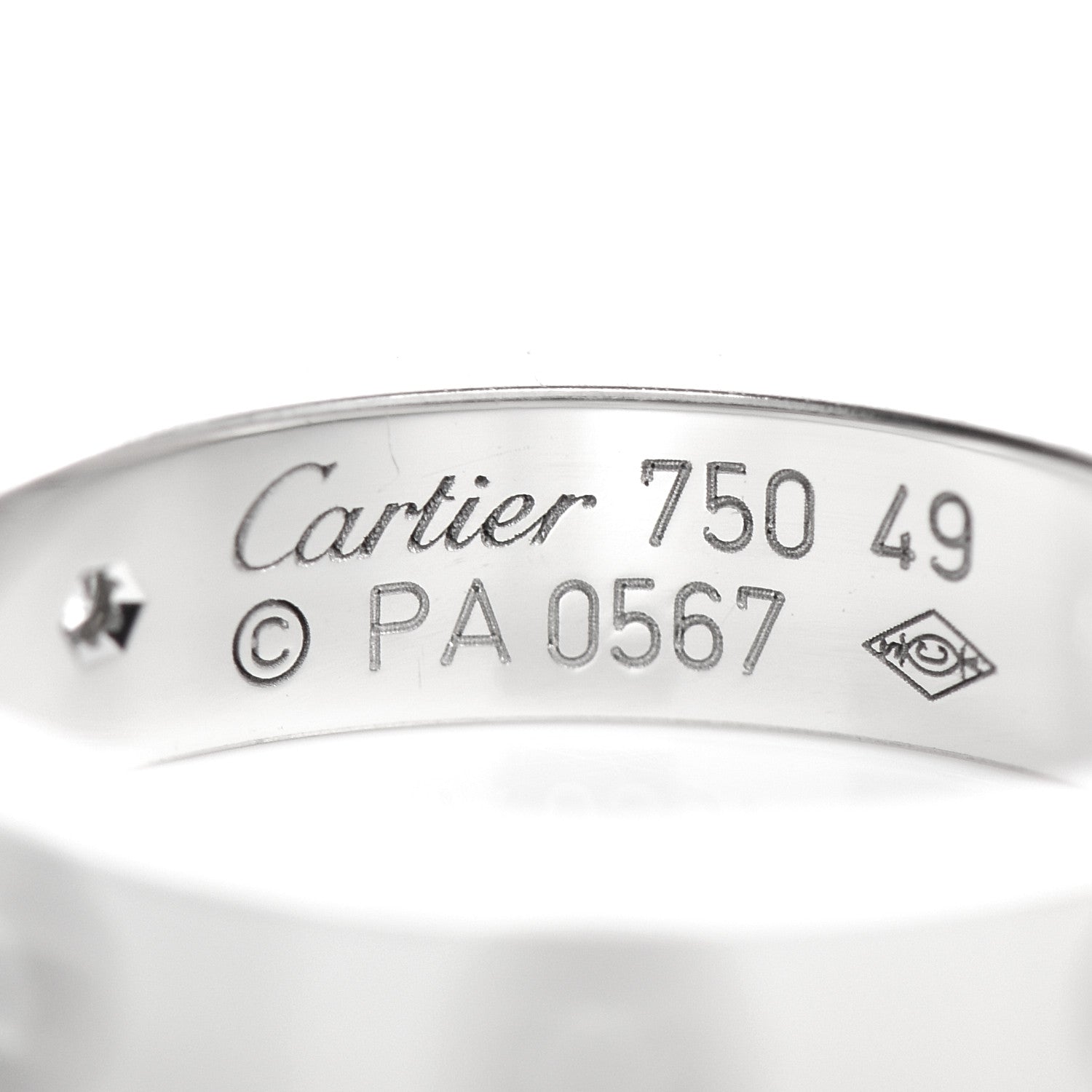 Cartier 18K White Gold Diamond 4mm LOVE Wedding Band Ring 49 4.75 4 of 5