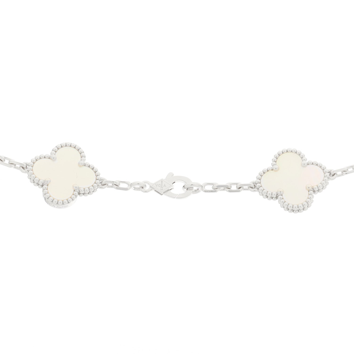 Van Cleef & Arpels 18K White Gold Mother of Pearl 10 Motifs Vintage Alhambra Necklace 4 of 6
