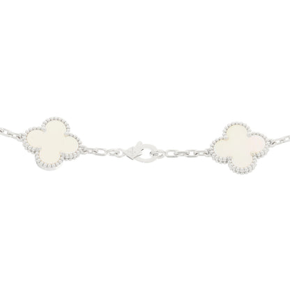 Van Cleef & Arpels 18K White Gold Mother of Pearl 10 Motifs Vintage Alhambra Necklace 4 of 6