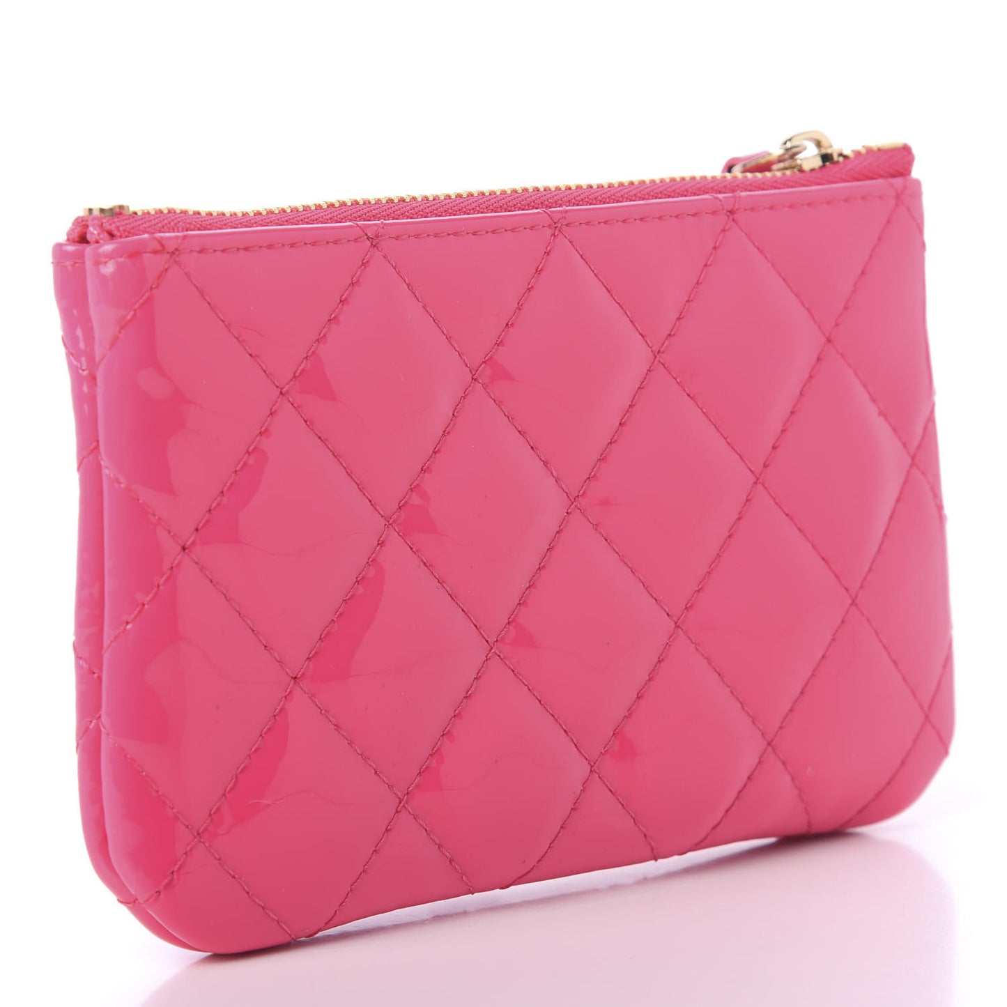 Patent Quilted Small Cosmetic Case Pink