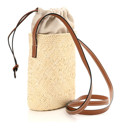Loewe Calfskin Raffia Paulas Ibiza Square Bucket Bag Natural Tan 3 of 11