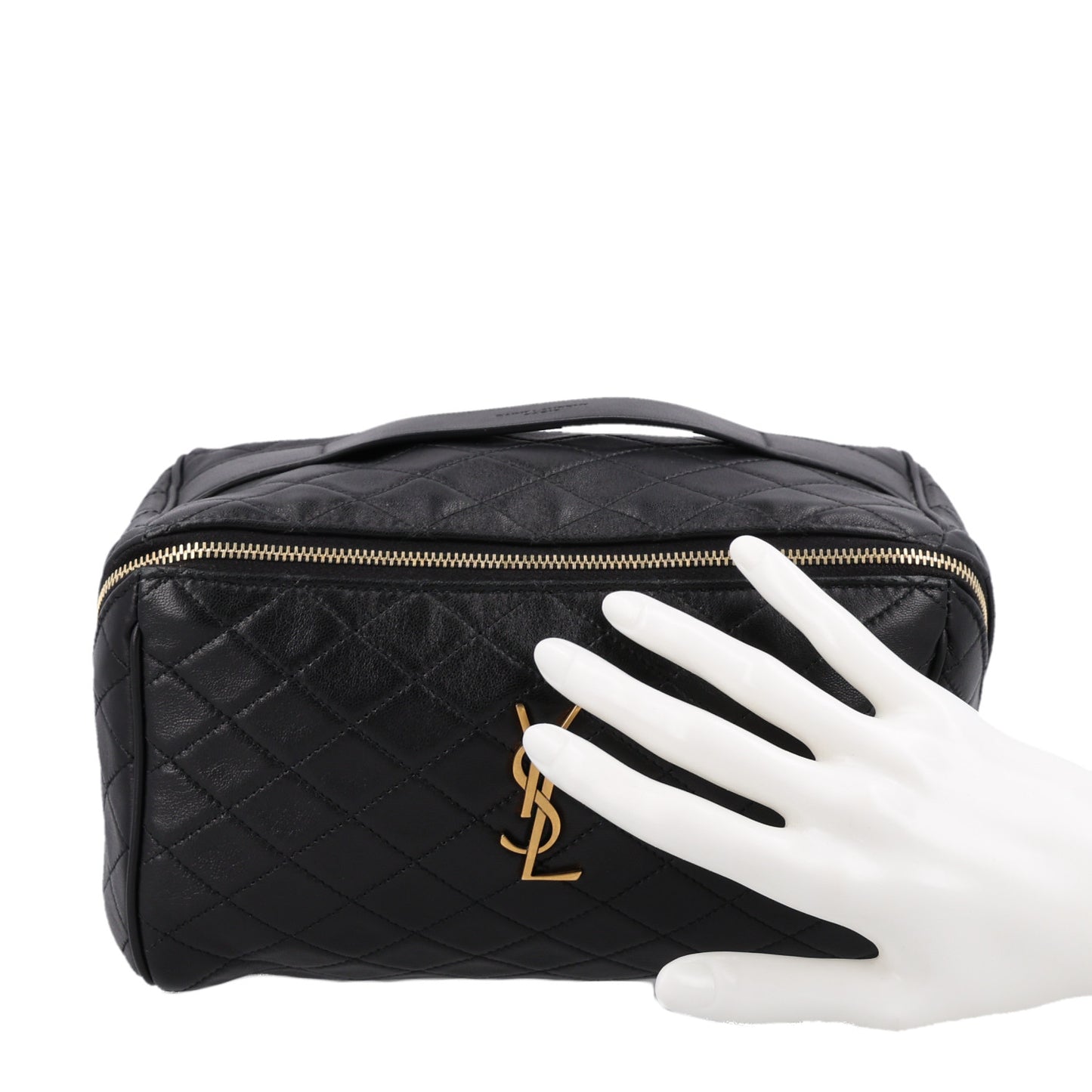 Lambskin Quilted Gaby Vanity Case Black