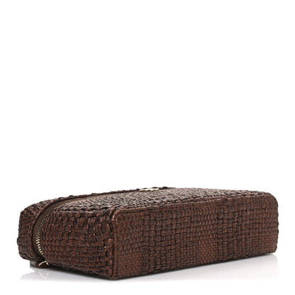 Chanel Braided Raffia Quilted Top Handle Slim Vanity With Chain Brown 4 of 11