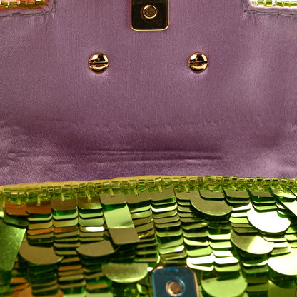 Fendi Sequin Paillettes Shiny Nappa Sex and the City Nano Maxi Buckle Baguette Charm Wasabi 11 of 14