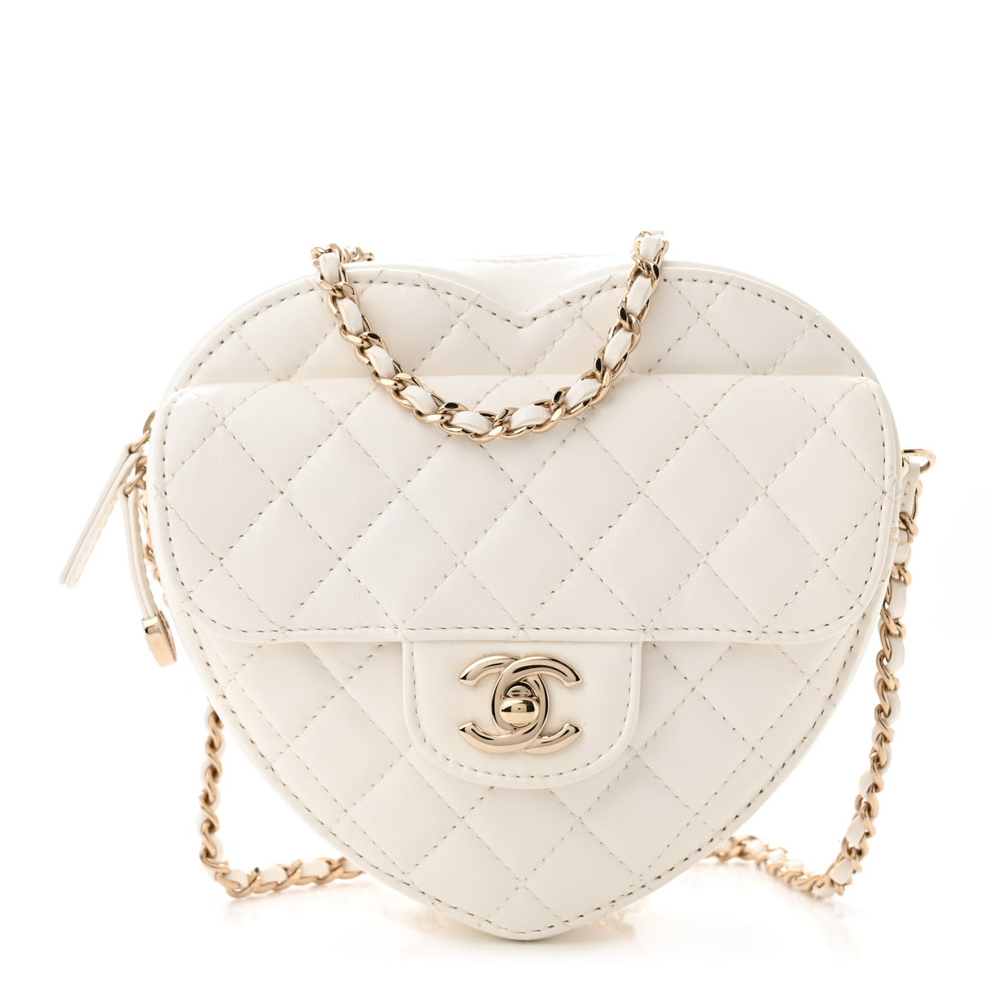 Lambskin Quilted CC In Love Heart Bag White