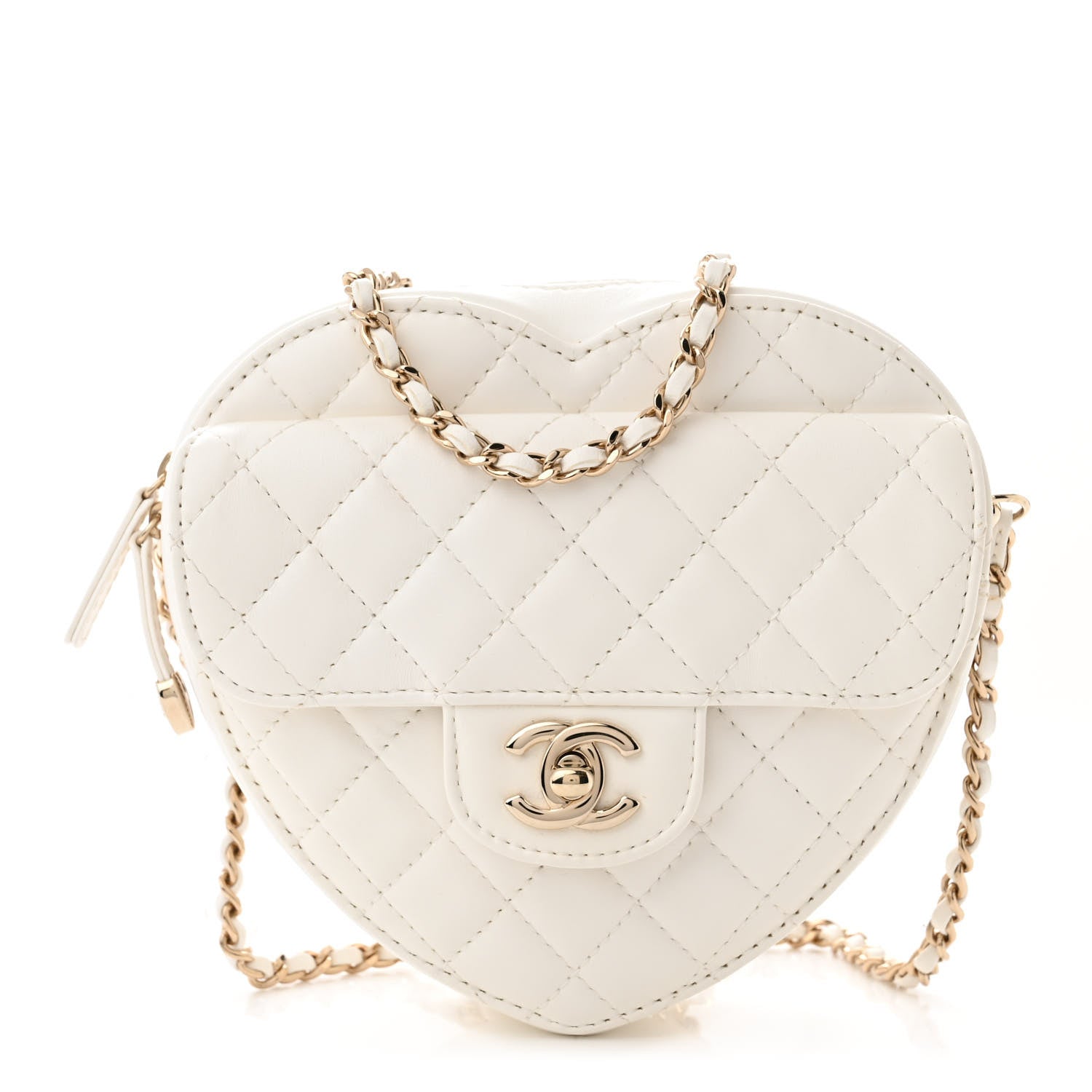Chanel Lambskin Quilted CC In Love Heart Bag White 1 of 12