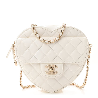 Chanel Lambskin Quilted CC In Love Heart Bag White 1 of 12