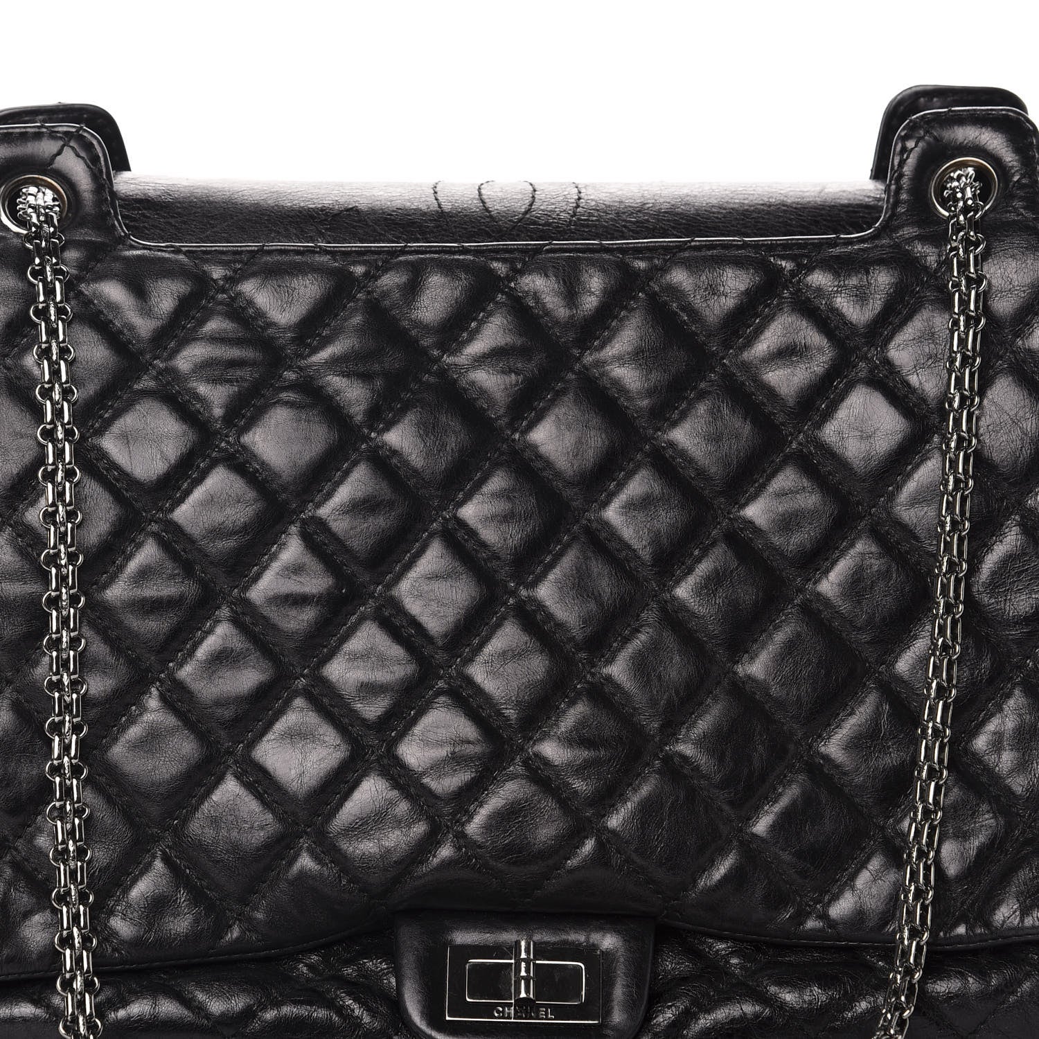 Chanel Metallic Calfskin Quilted XL Accordion Reissue Flap Black 15 of 15