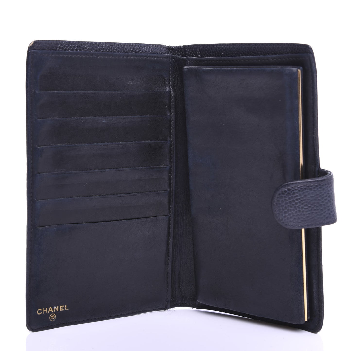 Caviar Timeless CC French Wallet Navy Blue