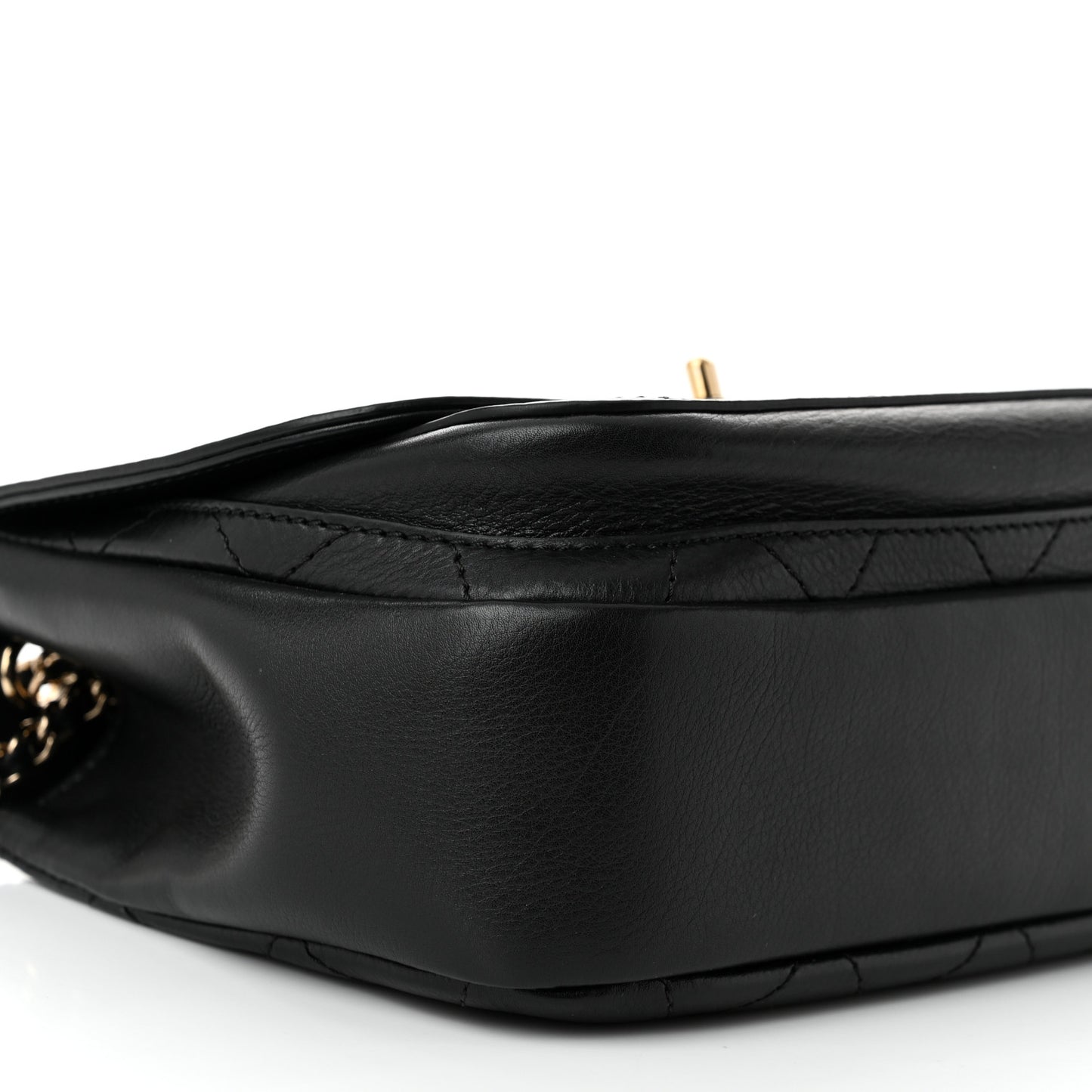 Calfskin Stitched Small Flap Bag Black