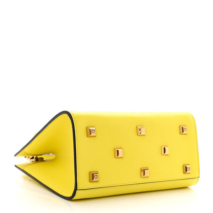 Salvatore Ferragamo Hammered Calfskin The Studio Box Bag Yellow 4 of 10
