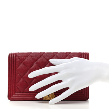 Chanel Caviar Quilted Boy Yen Wallet Burgundy 2 of 10