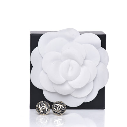 Chanel Metal Chain CC Round Earrings Gold Blue 5 of 5