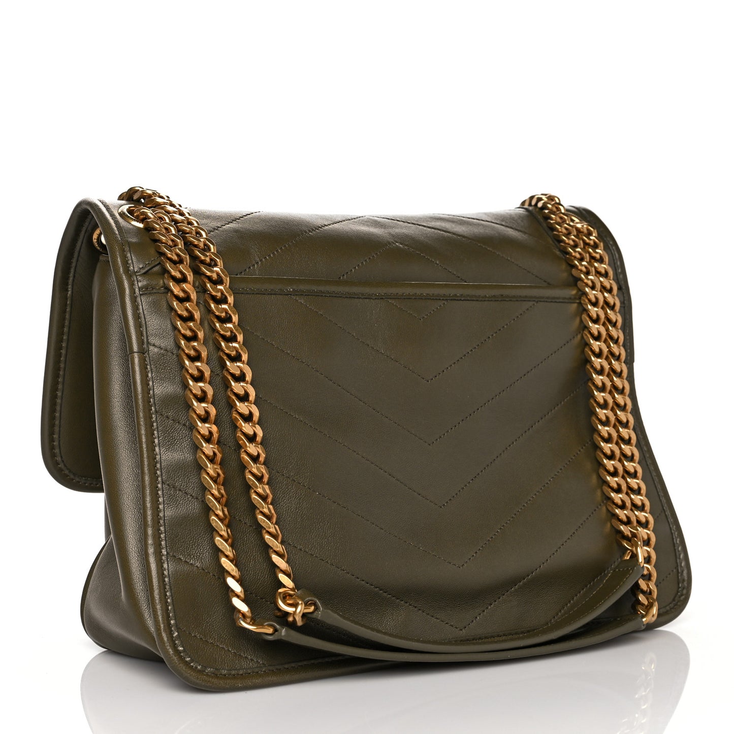 Lambskin Matelasse Monogram Medium Niki Chain Satchel Seaweed