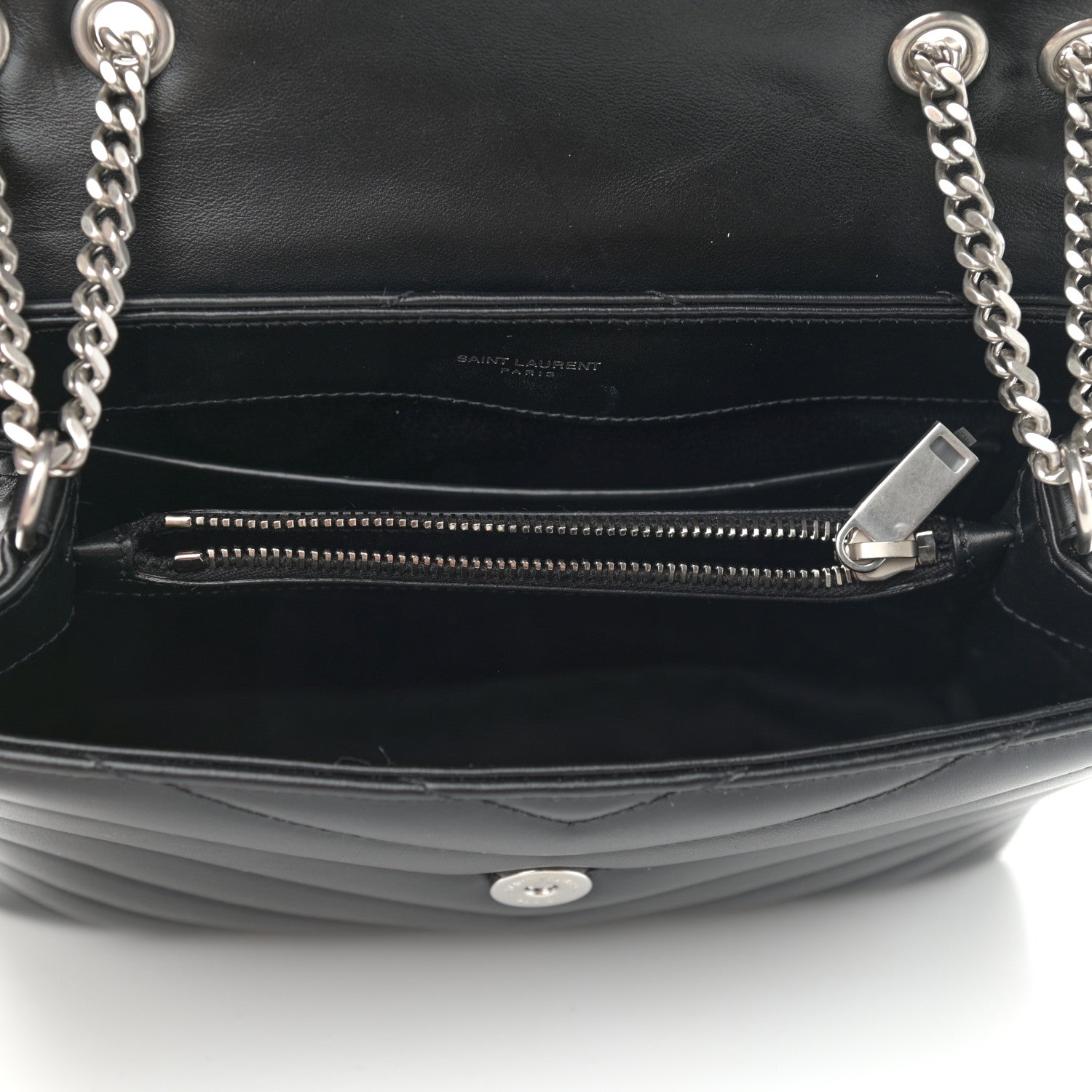 Saint Laurent Calfskin Y Quilted Monogram Small Loulou Chain Satchel Black 5 of 9