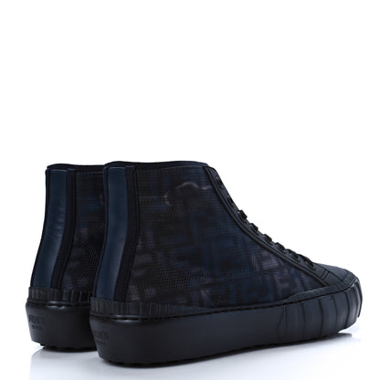 Fendi Fabric Jacquard FF Mens Force High Top Sneakers 8 Black Blue 4 of 6