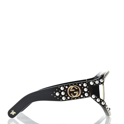 Gucci Acetate Pearl Rectangular Frame Sunglasses GG0234S Black 3 of 8
