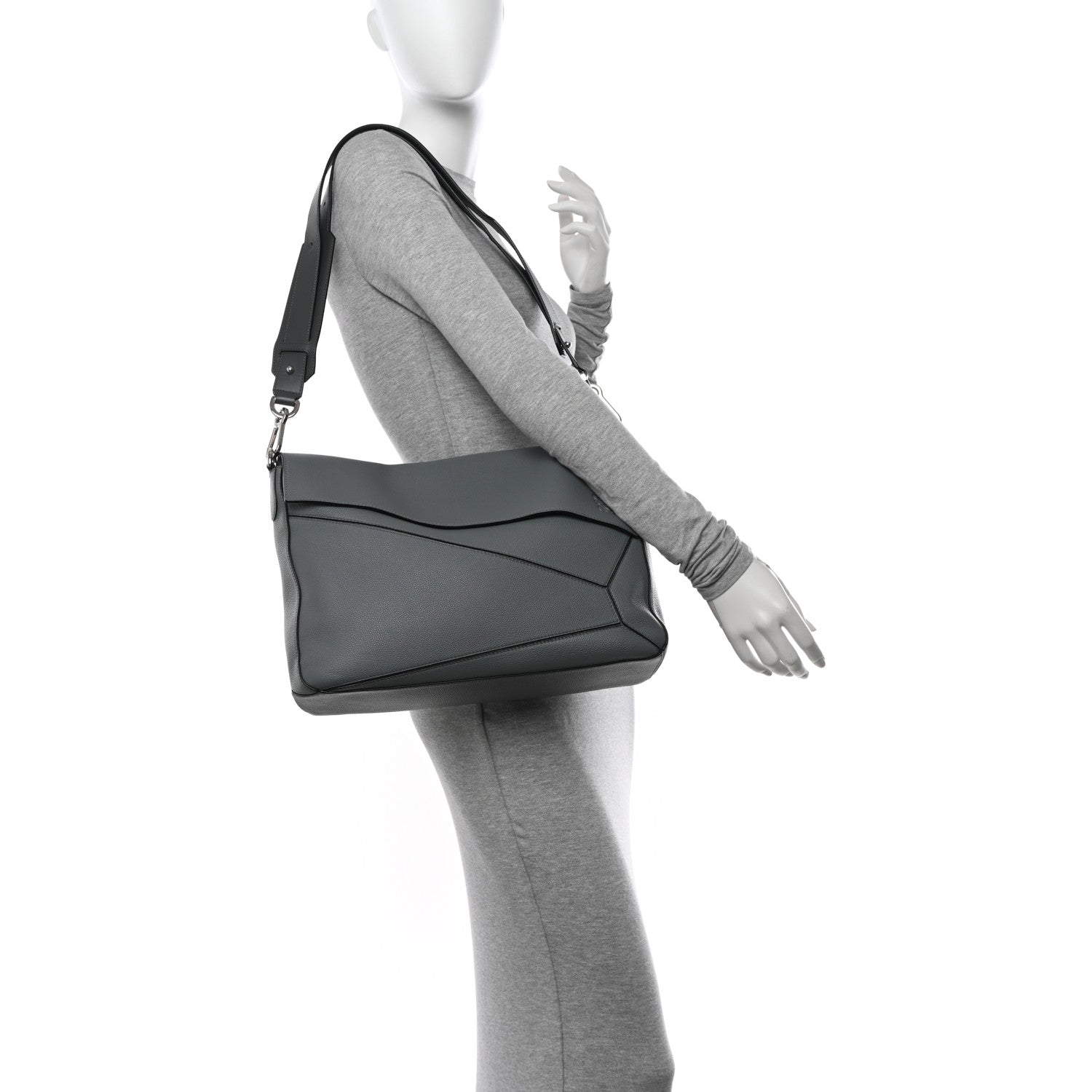 Loewe Calfskin Puzzle Messenger Bag Gunmetal 2 of 9