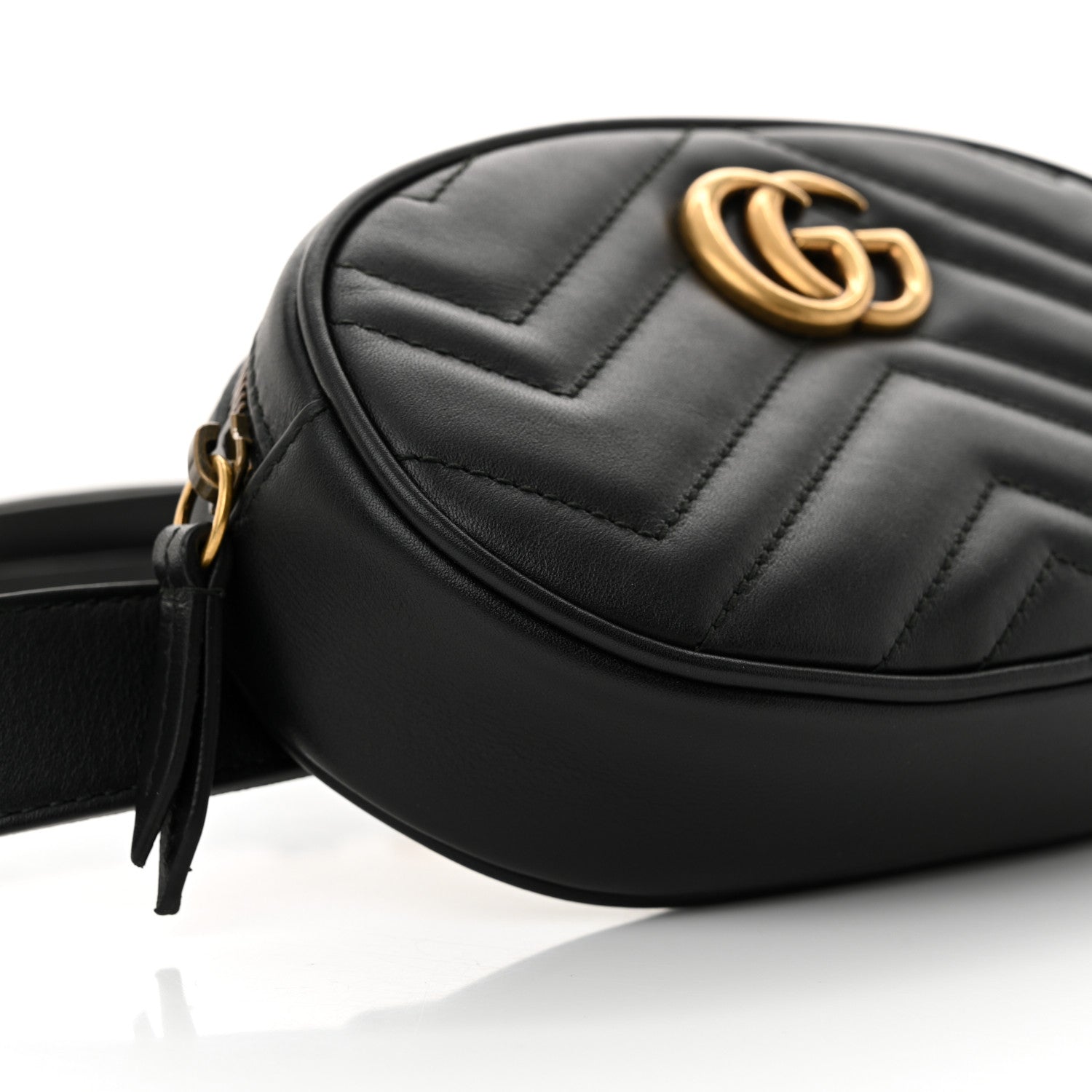 Gucci Calfskin Matelasse GG Marmont Belt Bag 85 34 Black 9 of 10