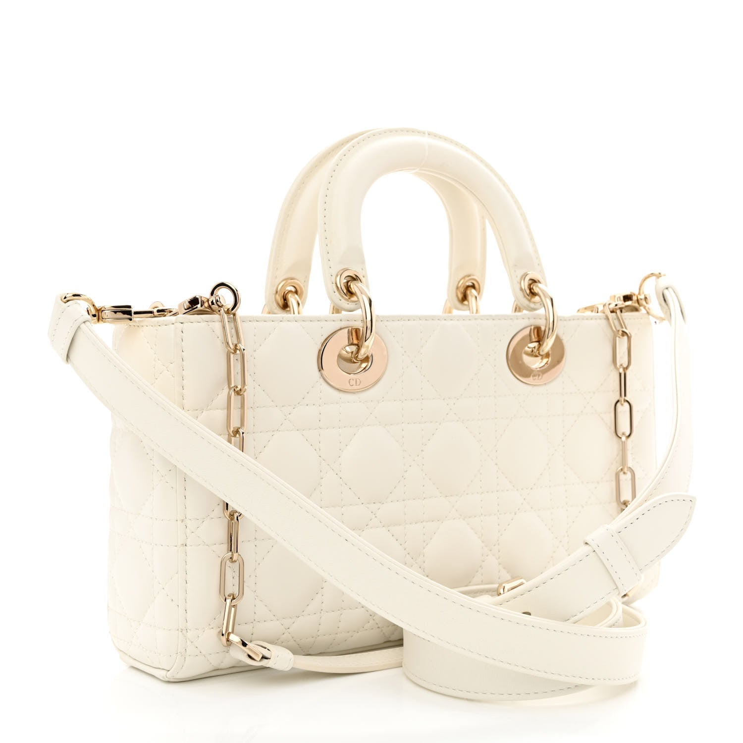 Christian Dior Lambskin Cannage Medium Lady D-Joy White 3 of 13