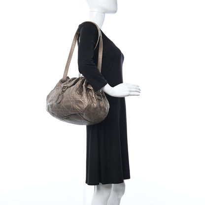 Christian Dior Metallic Lambskin Drawstring Cannage Flap Bag Bronze 2 of 10