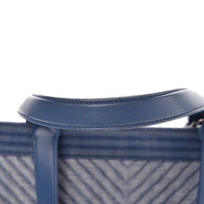 Chanel Denim Chevron Quilted Large Boy Shopping Tote Light Blue 12 of 17