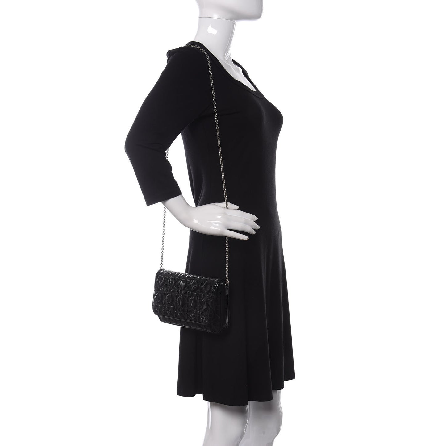 Patent Cannage Wallet on Chain Pouch Black