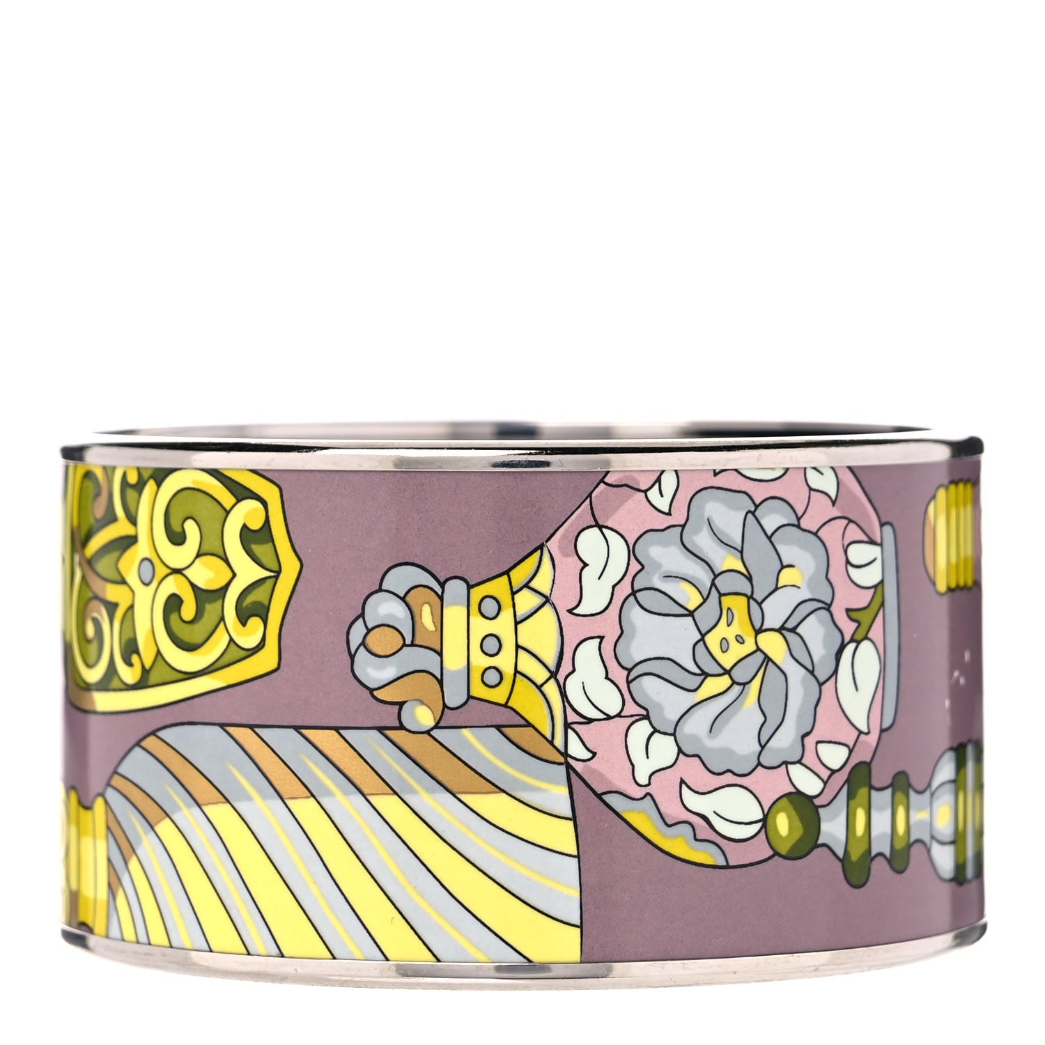 Hermes Enamel Printed Qu Importe Le Flacon Extra Wide Bracelet 62 3 of 5