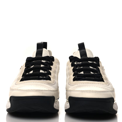 Chanel Velvet Calfskin Mixed Fibers CC Sneakers 39 Ivory Black 3 of 9