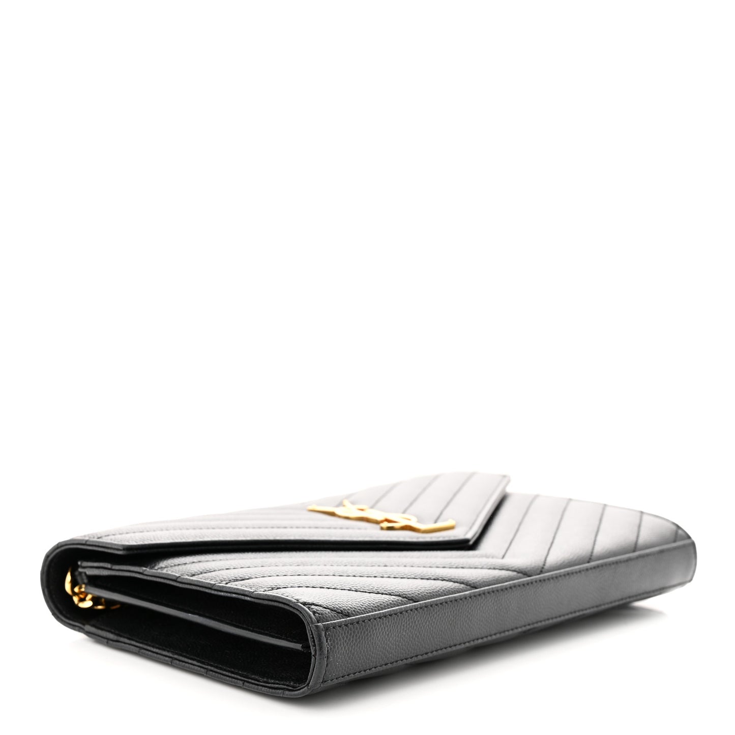 Grain De Poudre Matelasse Chevron Monogram Chain Wallet Black