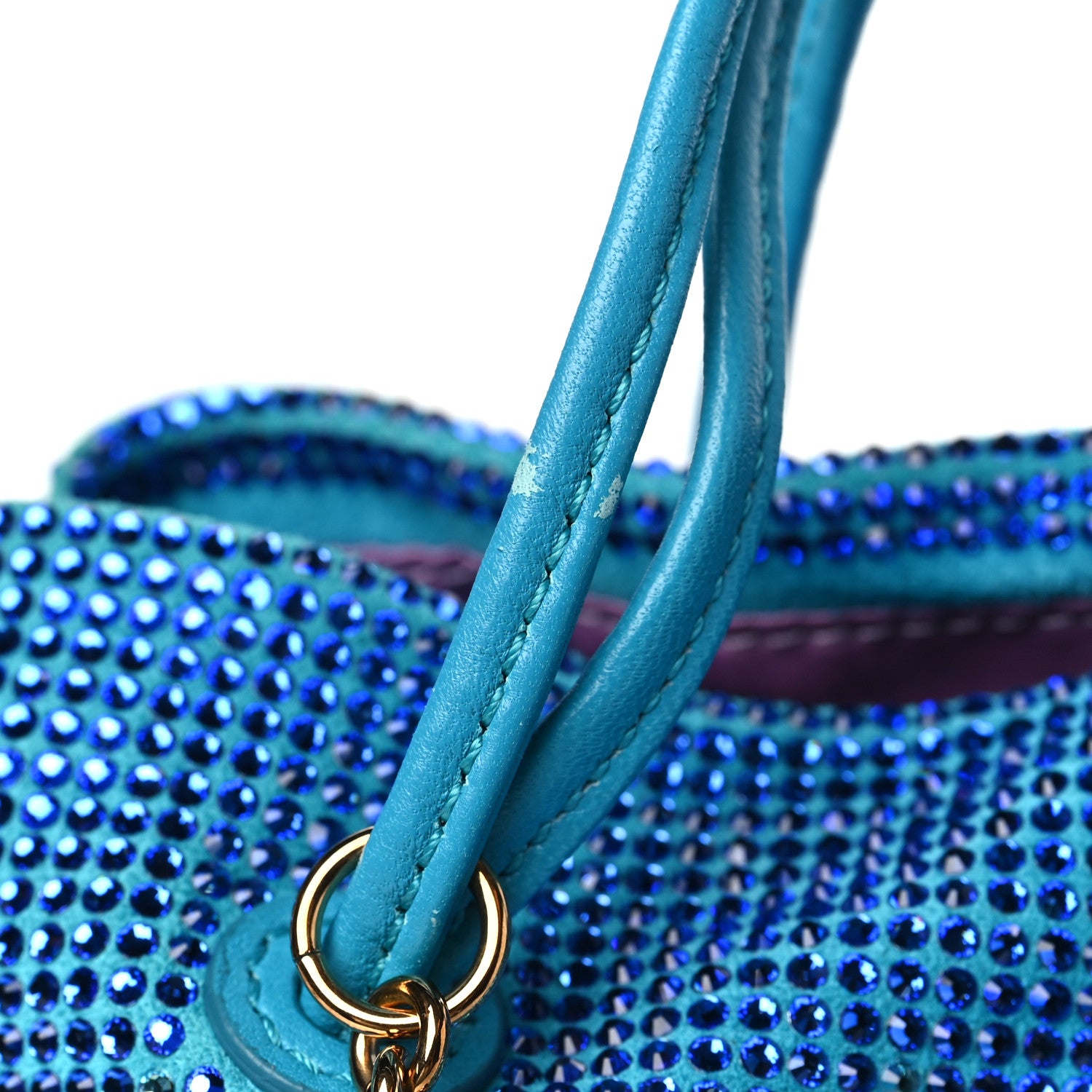 Versace Suede Crystal Pouch Blue Multicolor 10 of 12