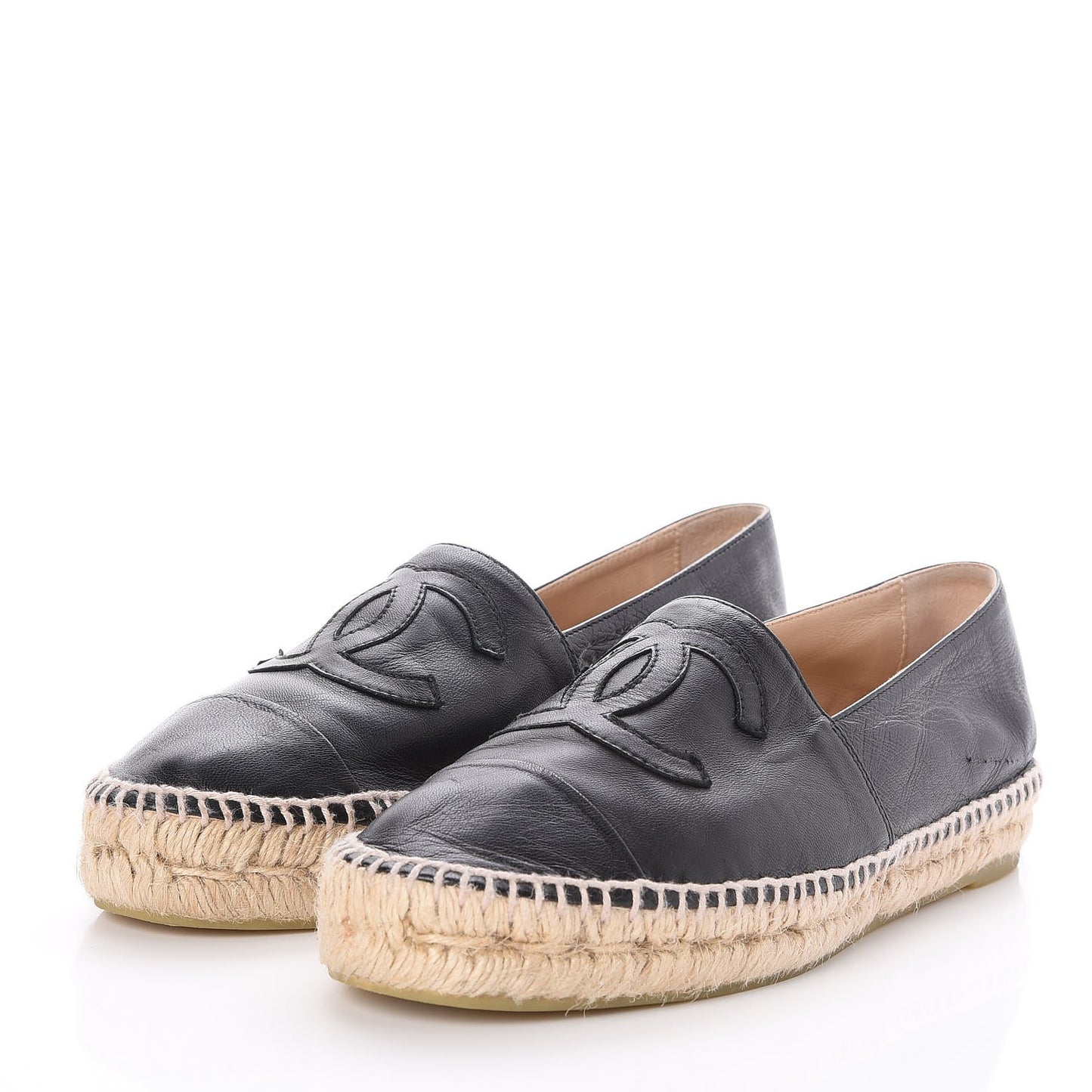 Lambskin CC Cap Toe Espadrilles 39 Black