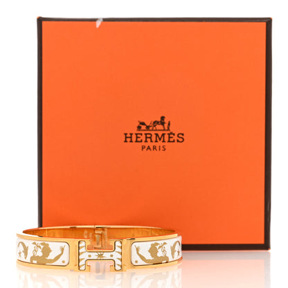 Hermes Enamel Printed D'Orphee Narrow Clic Clac H Bracelet PM Platine White 5 of 5