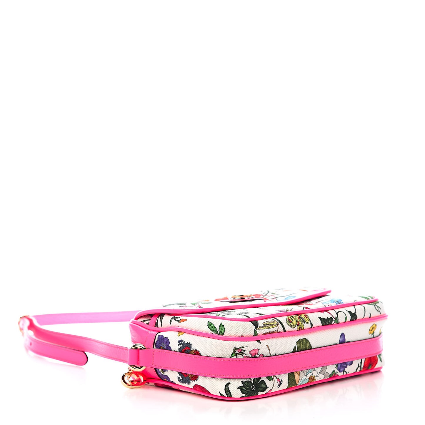 Canvas Flora Floral Shoulder Bag White Fuchsia Fluo