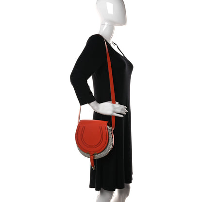 Chloe Raffia Calfskin Marcie Basket Small Marcie Round Crossbody Bag Orange Fizz 2 of 7