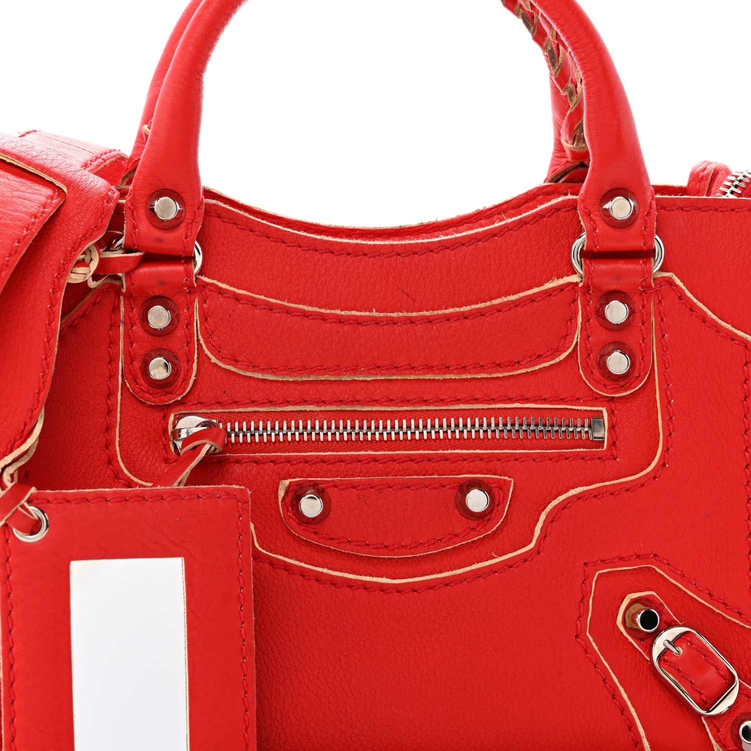 Balenciaga Supple Grained Calfskin Classic Silver Hardware Highlight Mini City Rouge Fraise 9 of 13