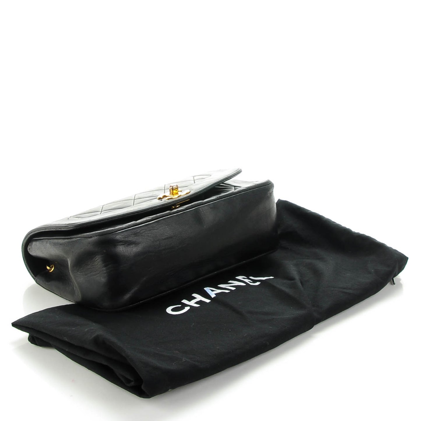 Lambskin Quilted Small Single Flap Black