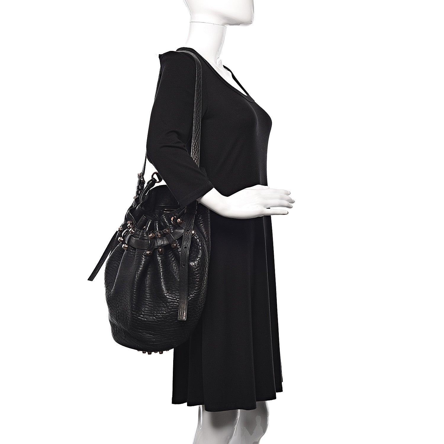 Alexander Wang Pebbled Lambskin Diego Bucket Black Rose Gold Hardware 2 of 10