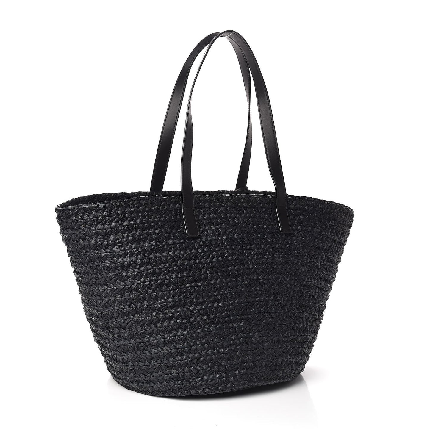 Raffia Medium Panier Bag Black
