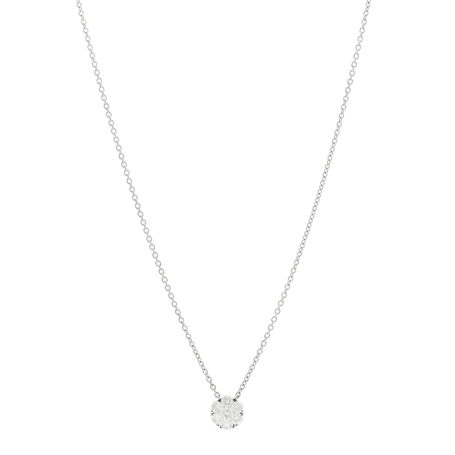 Platinum Diamond Fleurette Pendant Necklace