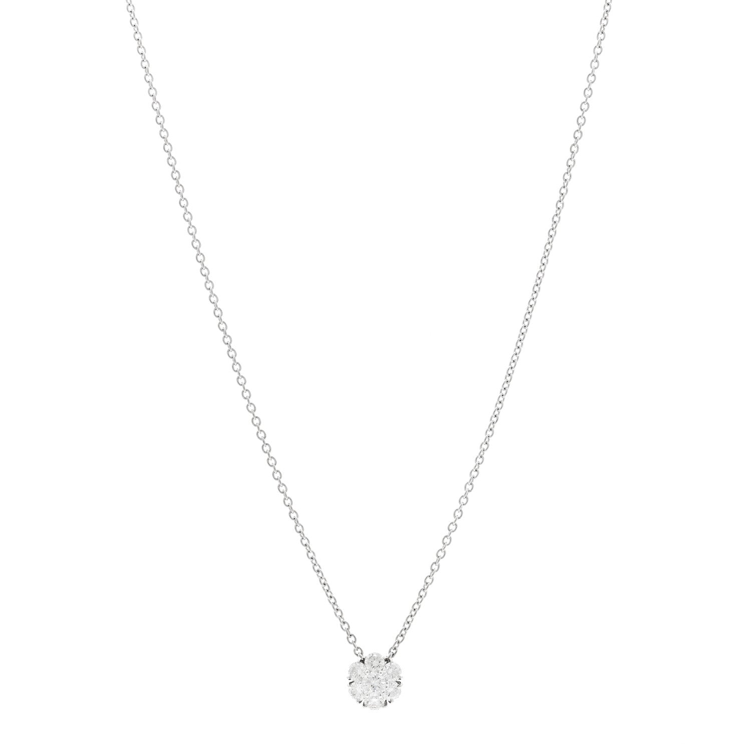 Van Cleef & Arpels Platinum Diamond Fleurette Pendant Necklace 1 of 5