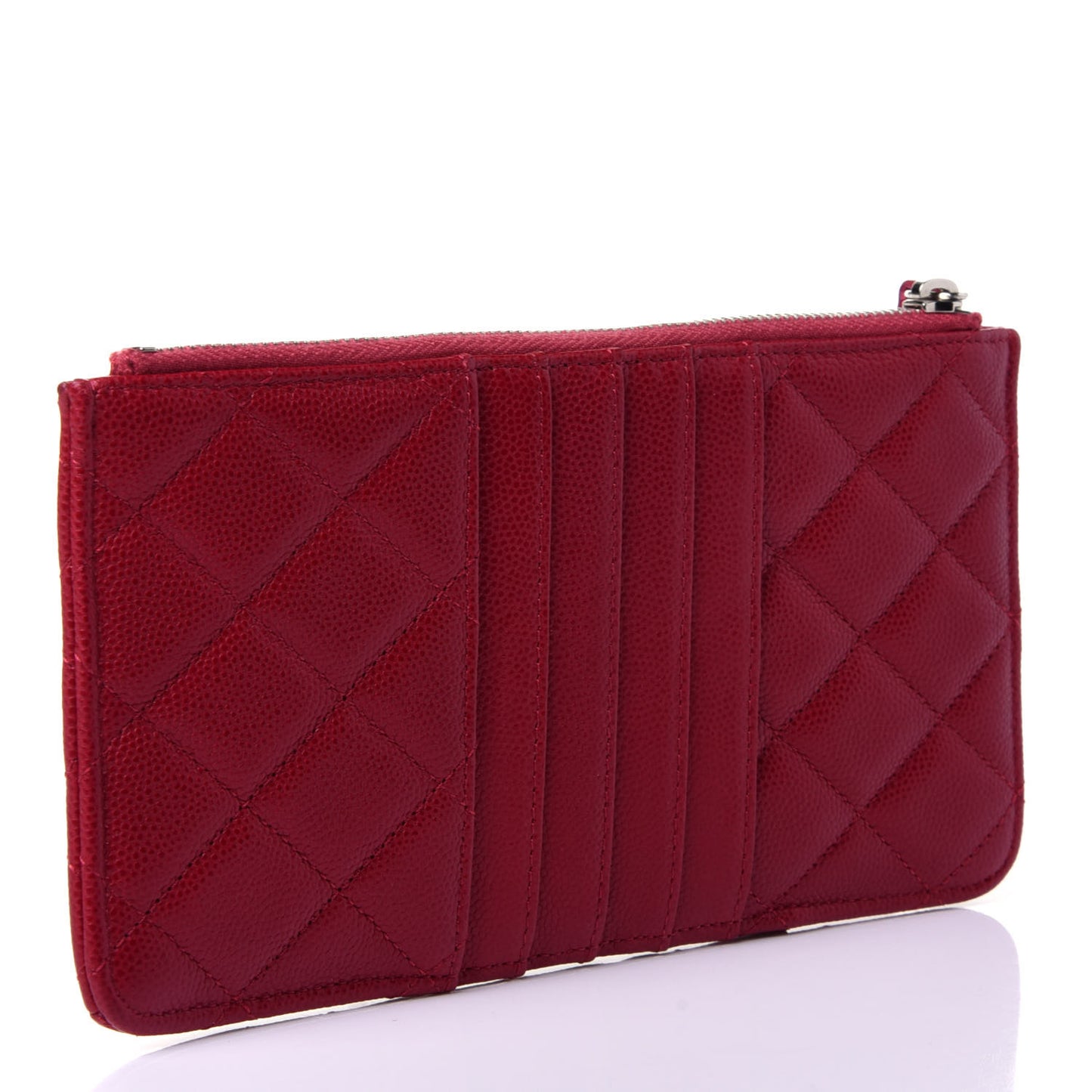 Caviar Quilted Classic Flat Wallet Pouch Red